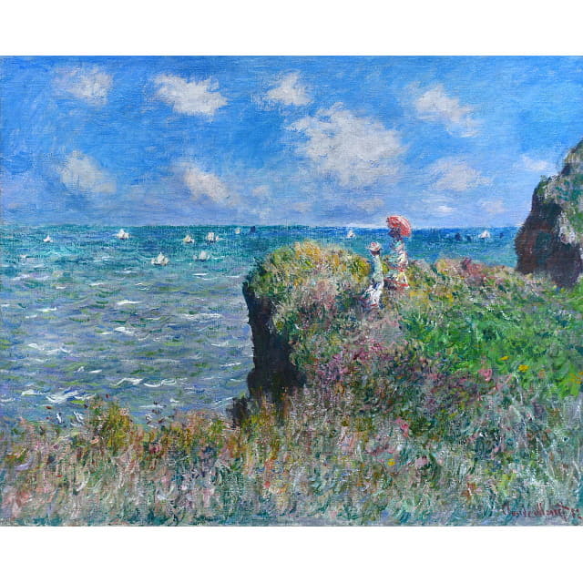 モネ 「プールヴィルの断崖の上の散歩」 ピエゾグラフ （原画所蔵