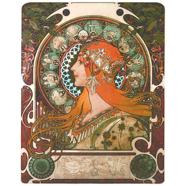 ミュシャ 「黄道十二宮（ゾディアック）」ピエゾグラフ 複製版画