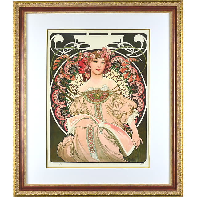 ミュシャ 「夢想」 アルフォンス 堺 （原画所蔵 複製版画 「夢想」ピエゾグラフ ミュシャ アート 本物財団認定 絵画